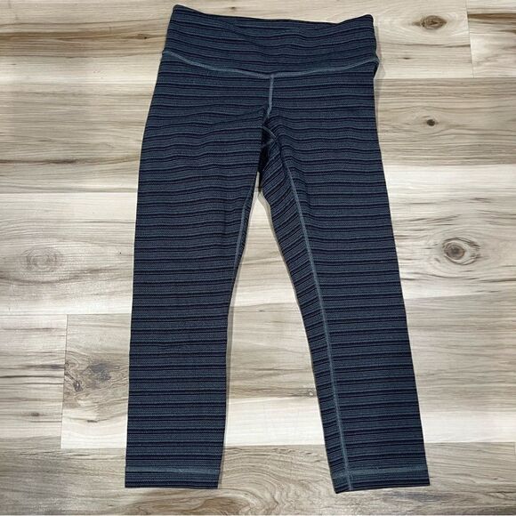 Lululemon Wunder Under Crop Textured Stripe Slate Deep Coal Women’s 4 - Picture 4 of 6